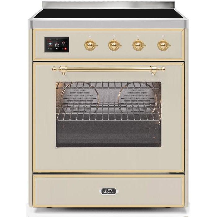 ILVE - Majestic II Series - 30 Inch Electric Freestanding Single Oven Range (UMI30NE3) - Antique White Brass