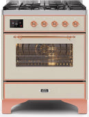 ILVE 30" Majestic II Series Gas Burner and Electric Oven Range with 5 Sealed Burners (UM30DNE3) - Antique White