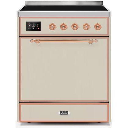 ILVE - Majestic II Series - 30 Inch Electric Freestanding Range (UMI30QNE3) - Antique White with Copper Trim