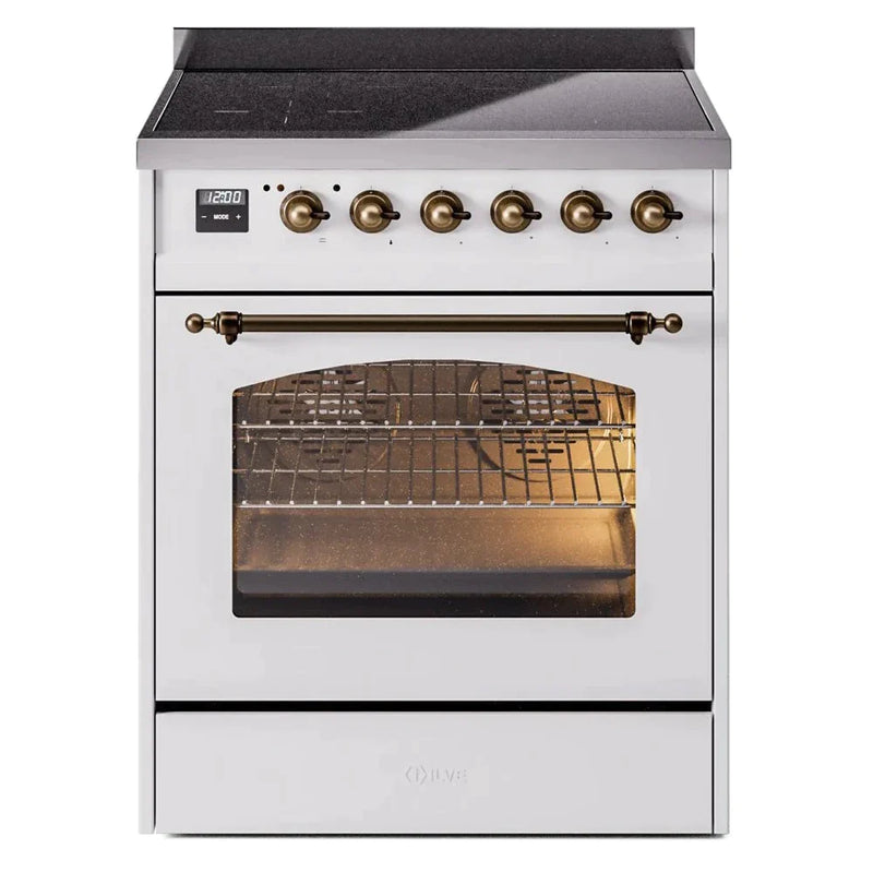 ILVE 30" Nostalgie II Series Freestanding Electric Double Oven Range with 5 Elements, Triple Glass Cool Door, Convection Oven, TFT Oven Control Display and Child Lock