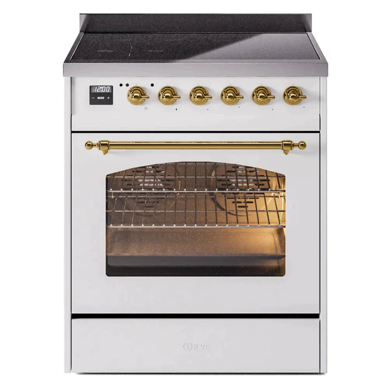 ILVE 30" Nostalgie II Series Freestanding Electric Double Oven Range with 5 Elements, Triple Glass Cool Door, Convection Oven, TFT Oven Control Display and Child Lock