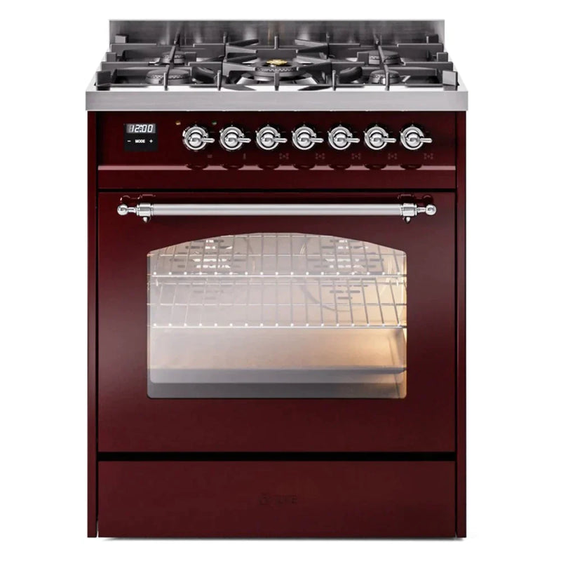 ILVE 30" Nostalgie II Series Freestanding Single Oven Dual Fuel Range with 5 Sealed Burners