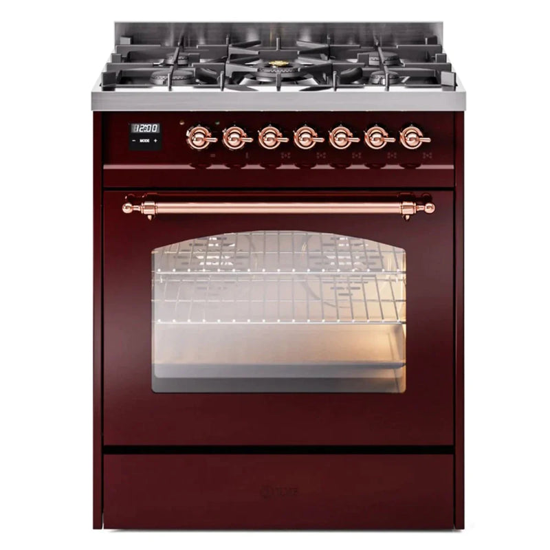 ILVE 30" Nostalgie II Series Freestanding Single Oven Dual Fuel Range with 5 Sealed Burners