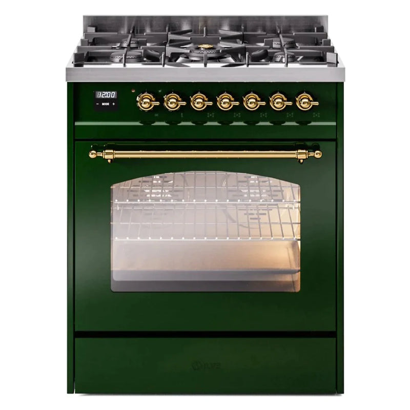 ILVE 30" Nostalgie II Series Freestanding Single Oven Dual Fuel Range with 5 Sealed Burners