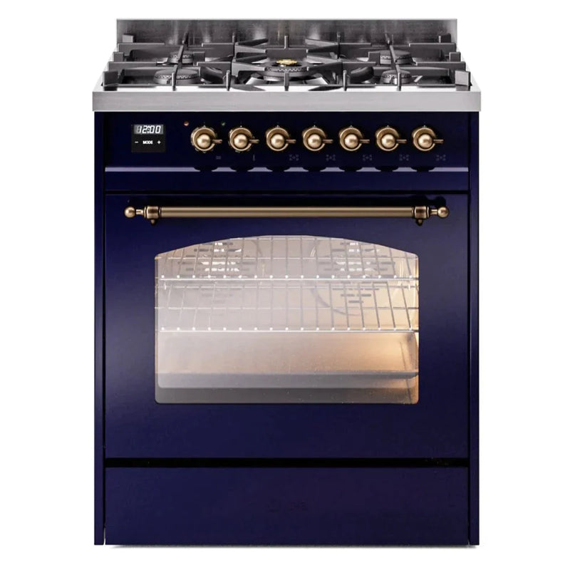 ILVE 30" Nostalgie II Series Freestanding Single Oven Dual Fuel Range with 5 Sealed Burners