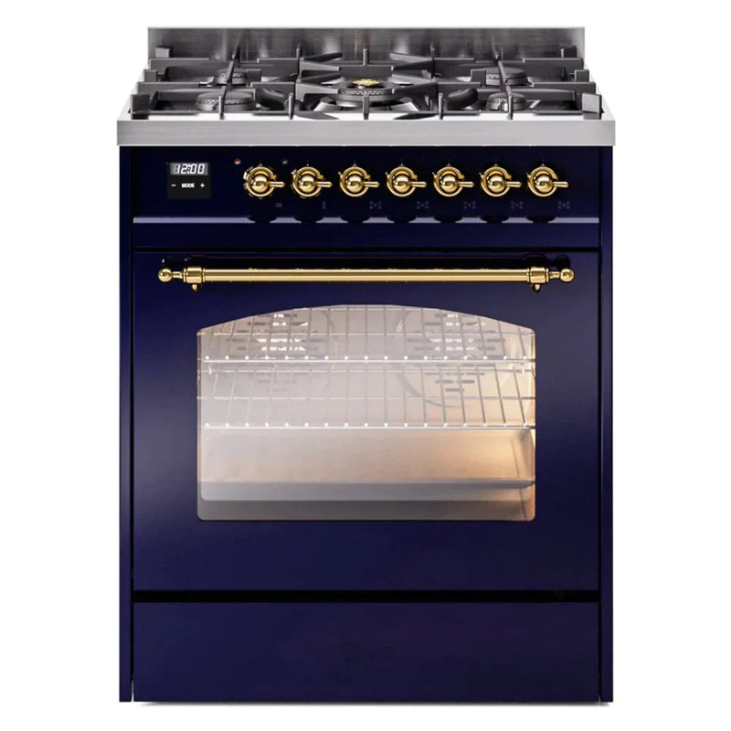 ILVE 30" Nostalgie II Series Freestanding Single Oven Dual Fuel Range with 5 Sealed Burners