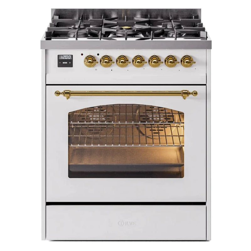 ILVE 30" Nostalgie II Series Freestanding Single Oven Dual Fuel Range with 5 Sealed Burners