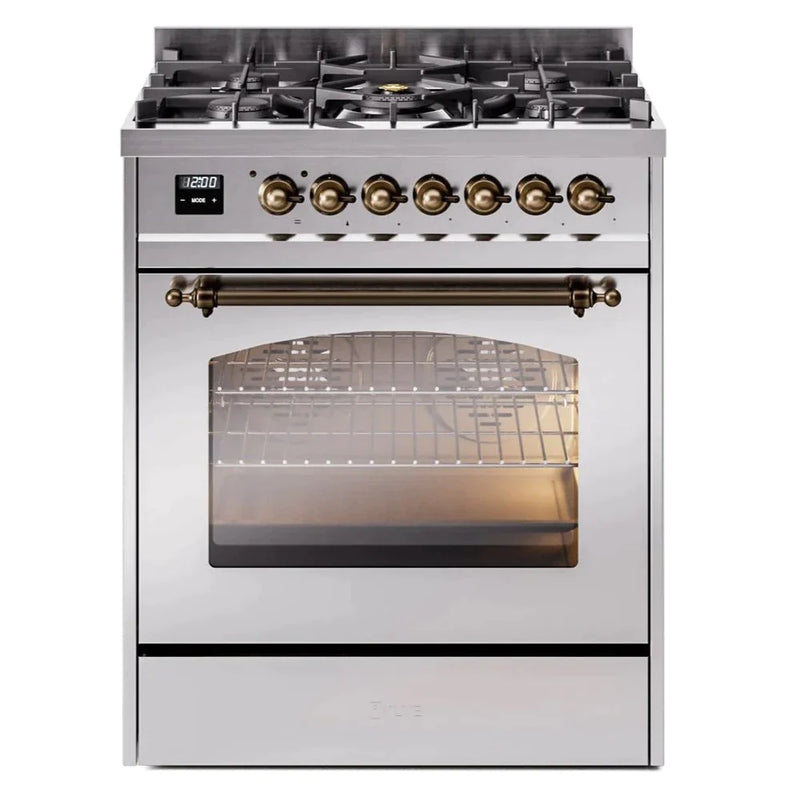 ILVE 30" Nostalgie II Series Freestanding Single Oven Dual Fuel Range with 5 Sealed Burners