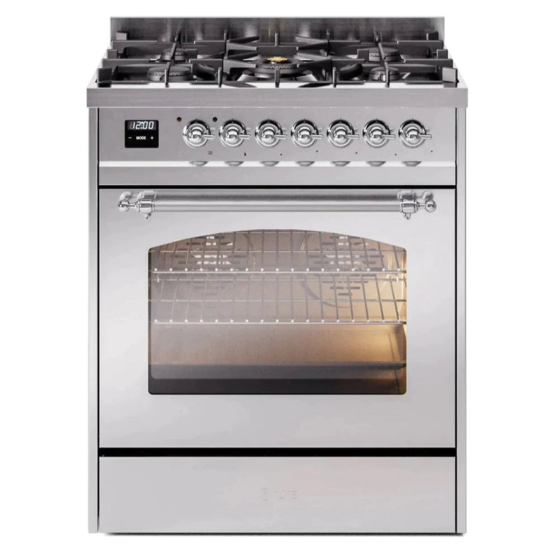 ILVE 30" Nostalgie II Series Freestanding Single Oven Dual Fuel Range with 5 Sealed Burners