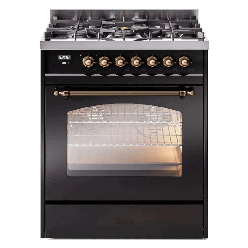 ILVE 30" Nostalgie II Series Freestanding Single Oven Dual Fuel Range with 5 Sealed Burners