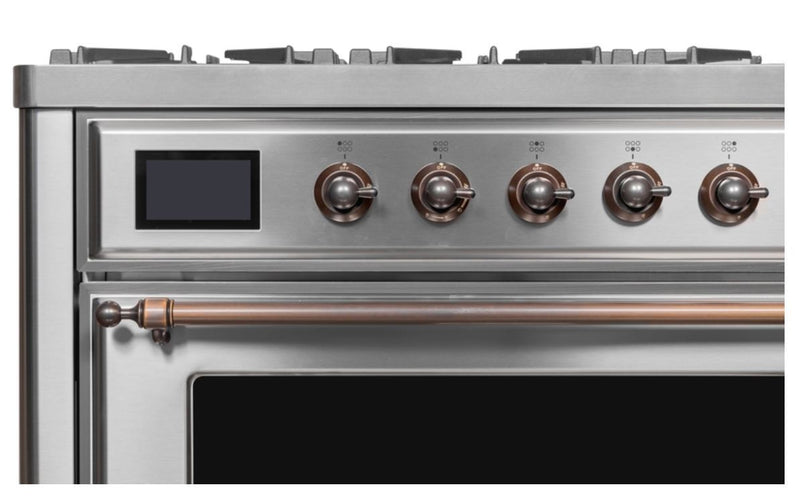 ILVE 36 Inch Majestic II Series Dual Fuel Natural Gas Range with 6 Burners and Griddle with 3.5 cu. ft. Oven Capacity TFT Oven Control Display (UM09FDNS3)