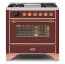ILVE - Majestic II Series - 36 Inch Dual Fuel Freestanding Range Gas/Propane (UM09FDNS3) - Burgundy Copper Trim