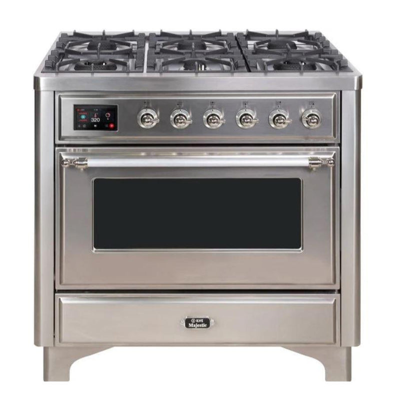 ILVE - Majestic II Series - 36 Inch Dual Fuel Freestanding Range Gas/Propane (UM09FDNS3) - Stainless Steel Chrome Trim