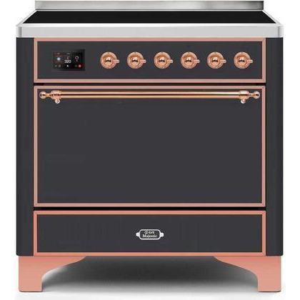 ILVE - Majestic II Series - 36 Inch Electric Freestanding Range (UMI09QNS3) - Matte Graphite with Copper Trim