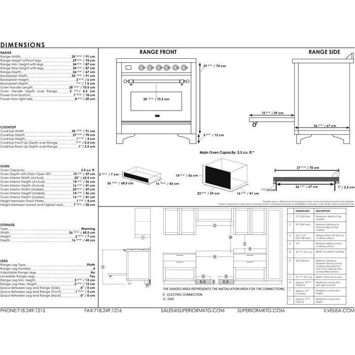 ILVE 36 Inch Majestic II Series Induction Range with 5 Elements 3.5 cu. ft. Oven Capacity TFT Oven Control Display Solid Door (UMI09QNS3)