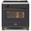 ILVE 36" Majestic II Series Electric Induction and Electric Oven Range with 5 Elements (UMI09NS3) - Matte Graphite with Bronze Trim