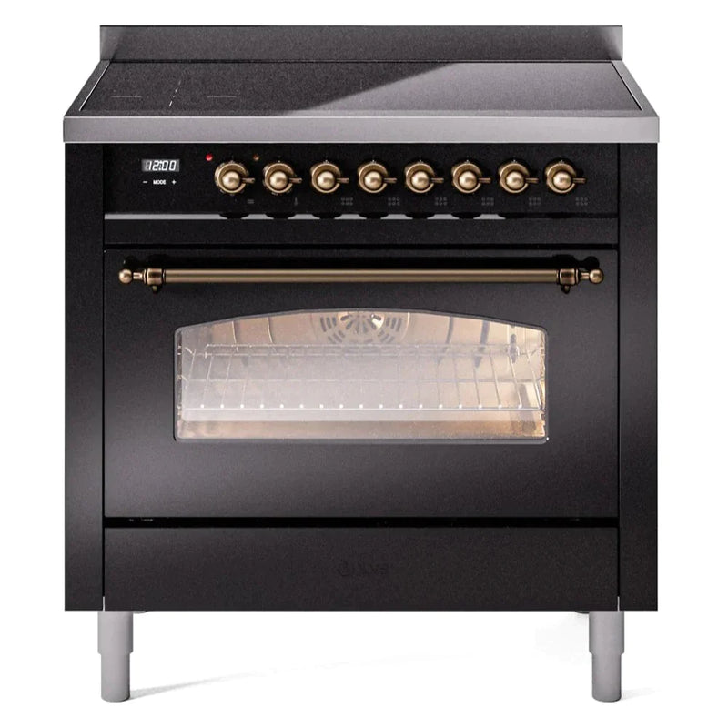 ILVE 36" Nostalgie II Series Freestanding Electric Double Oven Range with 5 Elements, Triple Glass Cool Door, Convection Oven, TFT Oven Control Display and Child Lock