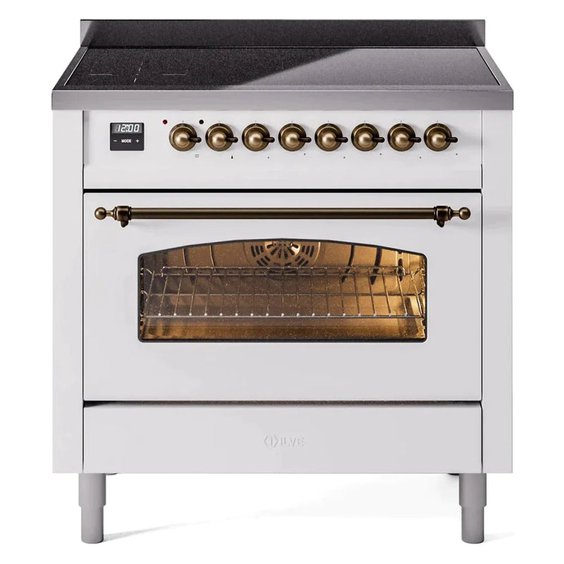 ILVE 36" Nostalgie II Series Freestanding Electric Double Oven Range with 5 Elements, Triple Glass Cool Door, Convection Oven, TFT Oven Control Display and Child Lock