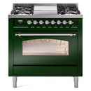 ILVE 36" Nostalgie II Series Freestanding Single Oven Dual Fuel Range with 5 Sealed Burners and Griddle 
