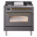 ILVE 36" Nostalgie II Series Freestanding Single Oven Dual Fuel Range with 5 Sealed Burners and Griddle 