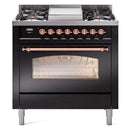 ILVE 36" Nostalgie II Series Freestanding Single Oven Dual Fuel Range with 5 Sealed Burners and Griddle 