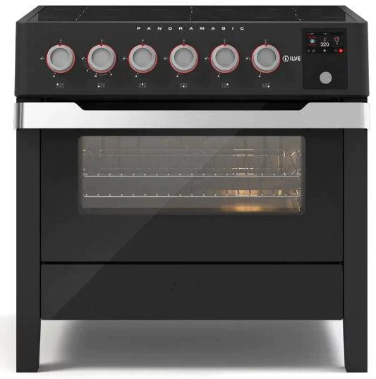 ILVE 36"Panoramagic Series Freestanding Electric Double Oven Range with 5 Elements, Triple Glass Cool Door, Convection Oven, TFT - UPMI09S3