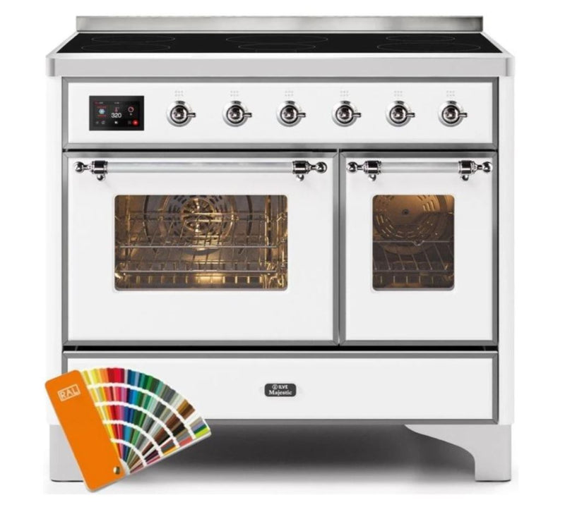 ILVE 40 Inch Majestic II Series Freestanding Electric Double Oven Range with 6 Elements, Triple Glass Cool Door, Convection Oven, TFT Oven Control Display and Child Lock (UMDI10NS3)