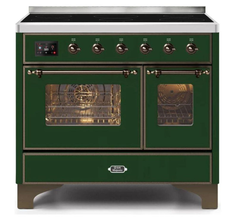 ILVE 40 Inch Majestic II Series Freestanding Electric Double Oven Range with 6 Elements, Triple Glass Cool Door, Convection Oven, TFT Oven Control Display and Child Lock (UMDI10NS3)