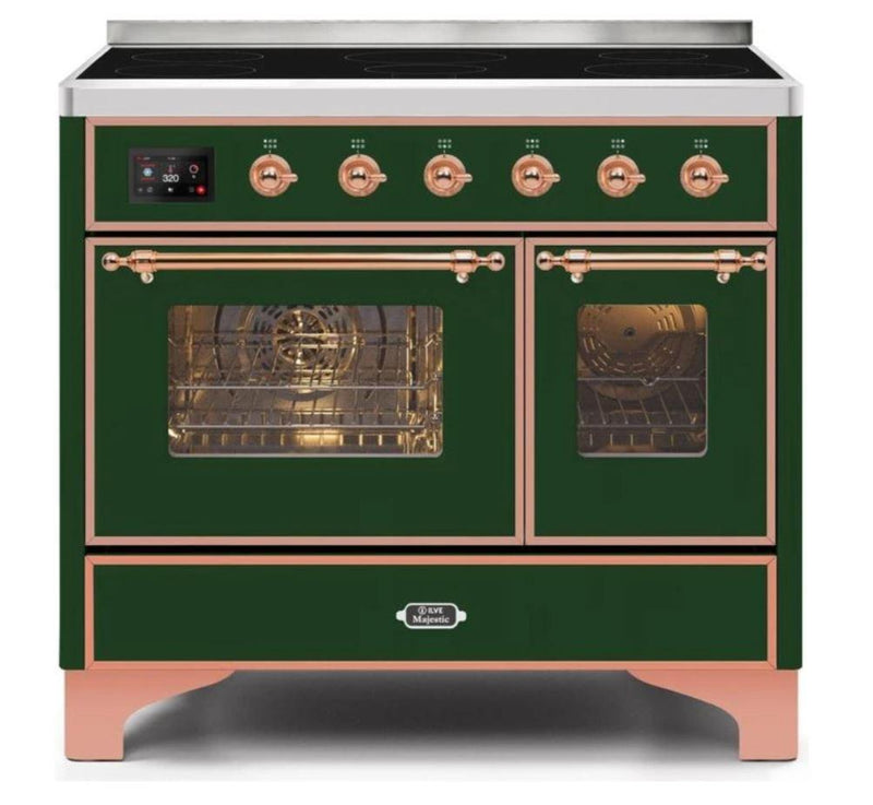 ILVE 40 Inch Majestic II Series Freestanding Electric Double Oven Range with 6 Elements, Triple Glass Cool Door, Convection Oven, TFT Oven Control Display and Child Lock (UMDI10NS3)