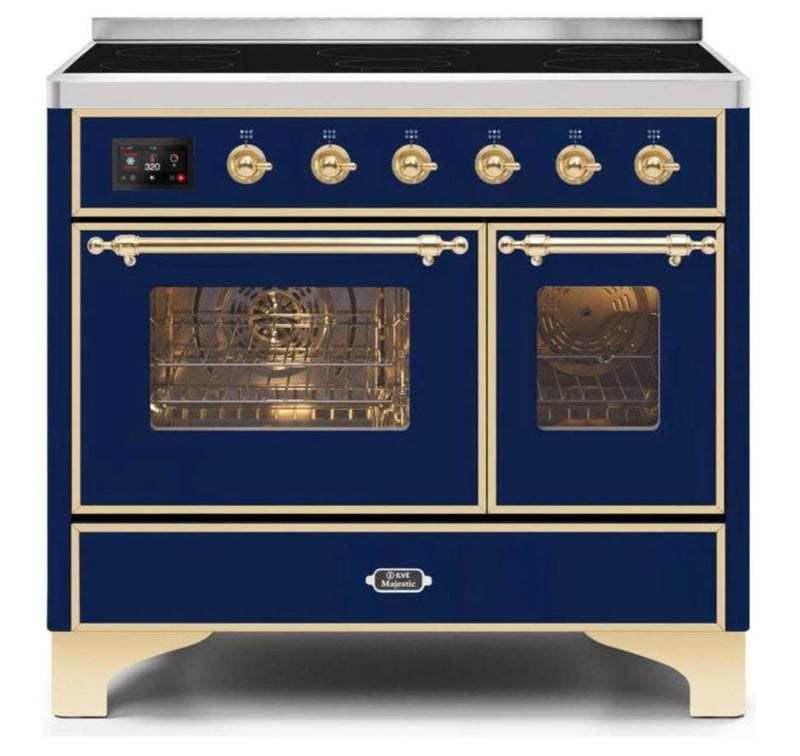 ILVE 40 Inch Majestic II Series Freestanding Electric Double Oven Range with 6 Elements, Triple Glass Cool Door, Convection Oven, TFT Oven Control Display and Child Lock (UMDI10NS3)