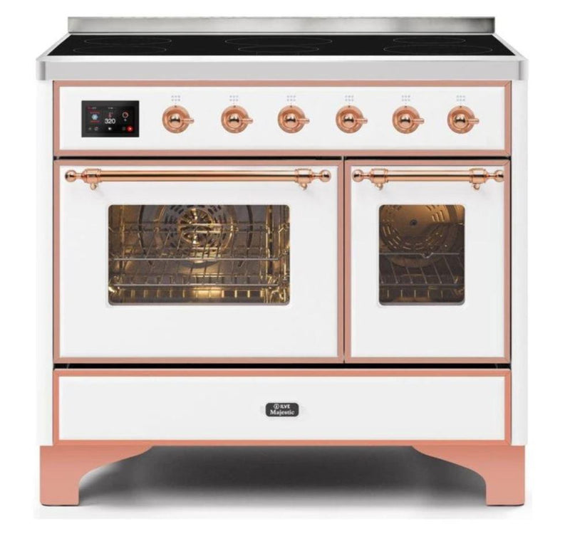 ILVE 40 Inch Majestic II Series Freestanding Electric Double Oven Range with 6 Elements, Triple Glass Cool Door, Convection Oven, TFT Oven Control Display and Child Lock (UMDI10NS3)