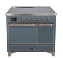 ILVE 40 Inch Majestic II Series Induction Range with 6 Elements Dual Ovens TFT Control Display Solid Oven Door (UMDI10QNS3)