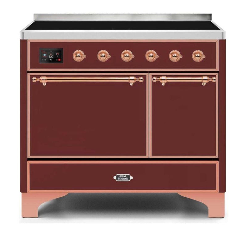 ILVE 40 Inch Majestic II Series Induction Range with 6 Elements Dual Ovens TFT Control Display Solid Oven Door (UMDI10QNS3)