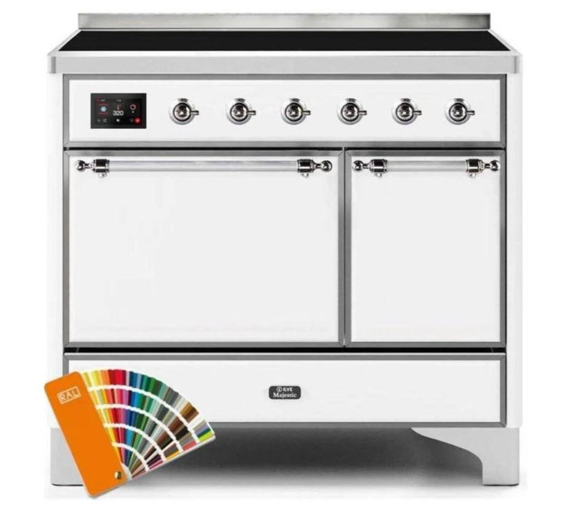 ILVE 40 Inch Majestic II Series Induction Range with 6 Elements Dual Ovens TFT Control Display Solid Oven Door (UMDI10QNS3)