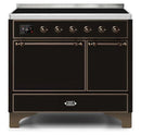 ILVE 40 Inch Majestic II Series Induction Range with 6 Elements Dual Ovens TFT Control Display Solid Oven Door (UMDI10QNS3)