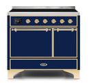 ILVE 40 Inch Majestic II Series Induction Range with 6 Elements Dual Ovens TFT Control Display Solid Oven Door (UMDI10QNS3)