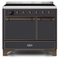 ILVE 40 Inch Majestic II Series Induction Range with 6 Elements Dual Ovens TFT Control Display Solid Oven Door (UMDI10QNS3)