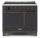 ILVE 40 Inch Majestic II Series Induction Range with 6 Elements Dual Ovens TFT Control Display Solid Oven Door (UMDI10QNS3)