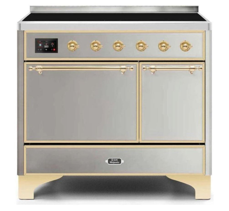 ILVE 40 Inch Majestic II Series Induction Range with 6 Elements Dual Ovens TFT Control Display Solid Oven Door (UMDI10QNS3)