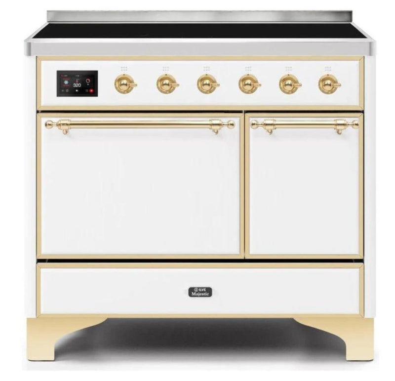 ILVE 40 Inch Majestic II Series Induction Range with 6 Elements Dual Ovens TFT Control Display Solid Oven Door (UMDI10QNS3)