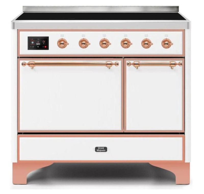 ILVE 40 Inch Majestic II Series Induction Range with 6 Elements Dual Ovens TFT Control Display Solid Oven Door (UMDI10QNS3)