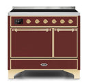 ILVE 40 Inch Majestic II Series Induction Range with 6 Elements Dual Ovens TFT Control Display Solid Oven Door (UMDI10QNS3)