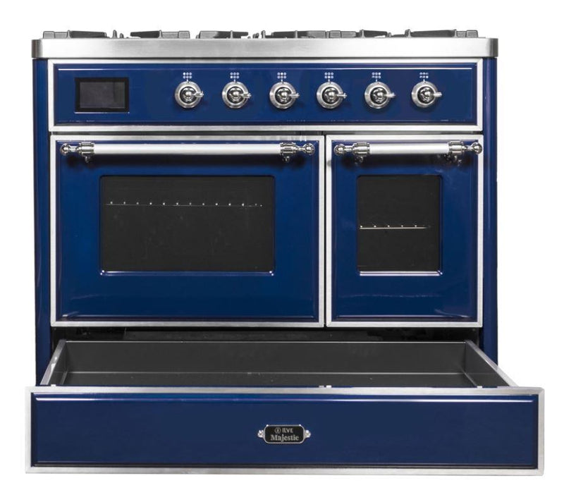 ILVE 40 Inch Majestic II Series Natural Gas/ Propane Gas Burner and Electric Oven with 6 Sealed Burners (UMD10FDNS3)