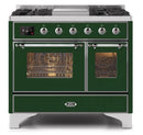 ILVE 40 Inch Majestic II Series Natural Gas/ Propane Gas Burner and Electric Oven with 6 Sealed Burners (UMD10FDNS3) - Emerald Green with Chrome Trim