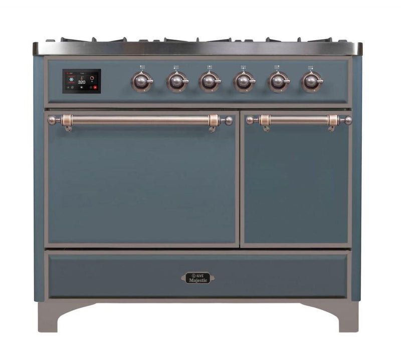 ILVE 40 Inch Majestic II Series Natural/ Propane Gas Burner and Electric Oven Range with 6 Sealed Burners (UMD10FDQNS3)