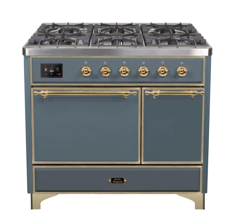 ILVE 40 Inch Majestic II Series Natural/ Propane Gas Burner and Electric Oven Range with 6 Sealed Burners (UMD10FDQNS3)