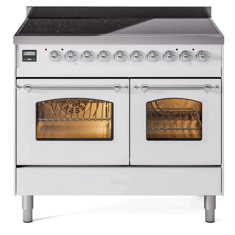 ILVE 40" Nostalgie II Series Freestanding Electric Double Oven Range with 6 Elements, Triple Glass Cool Door, Convection Oven, TFT Oven Control Display and Child Lock