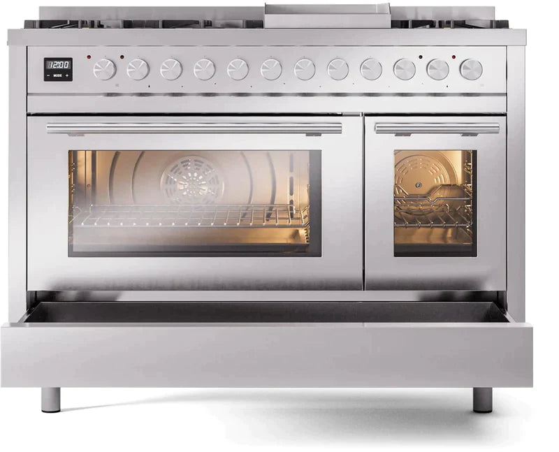 ILVE 48-Inch Professional Plus II Freestanding Dual Fuel Range with 8 Sealed Burner - UP48FWMP