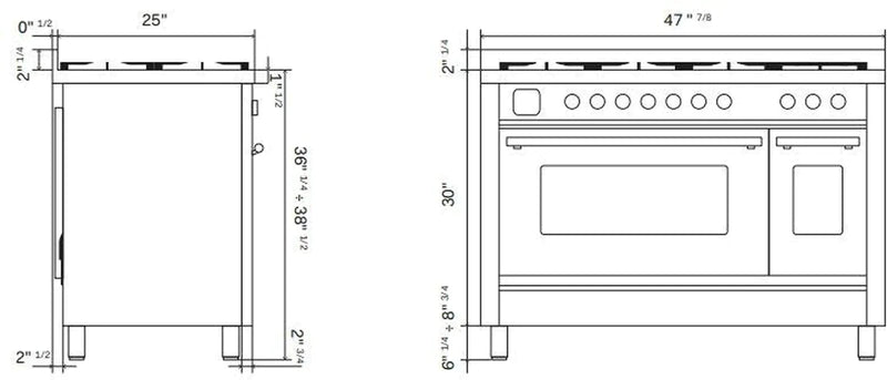 ILVE 48-Inch Professional Plus II Freestanding Dual Fuel Range with 8 Sealed Burner - UP48FWMP