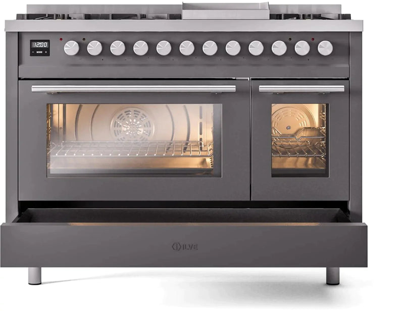 ILVE 48-Inch Professional Plus II Freestanding Dual Fuel Range with 8 Sealed Burner - UP48FWMP